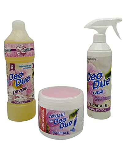 kit Deo Due Fraganza Floreale 1 Pavimento Gel, 1 Deodorante, 1 Deo Cristalli Per Aspirapolvere