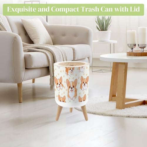 Pequeña caneca de basura con tapa y patas, 7L miniatura 2