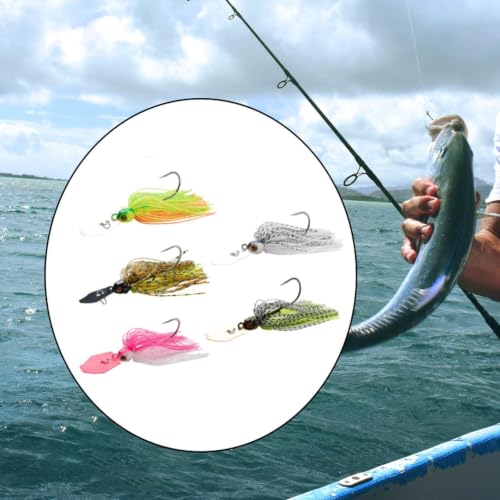 Folpus Ensemble 5 leurres pêche Jig, Accessoires Polyvalents : têtes plombées métalliques, hameçons, 9 G – vue 6