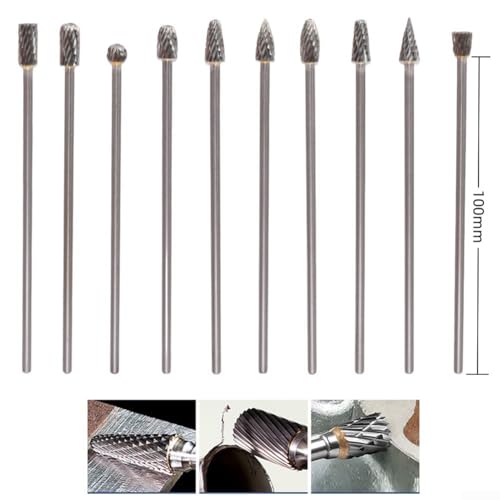 Set de 10 fresas rotativas de carburo sólido 3x6x100 mm miniatura 6