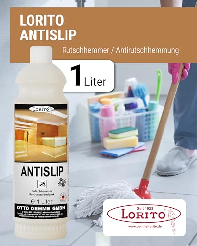 Lorito Antislip Rutschhemmer 328 1L - Anti-Rutsch-Flüssigkeit für Fliesen, Laminat, Parkett, Marmor, Granit, Sporthallen, Sportböden, PVC, Gummi, Linoleum & Polyolefin