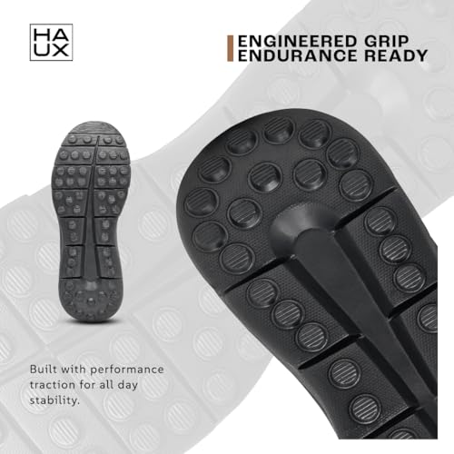 Image of HAUX Men's Slip-On Running Shoes | Lightweight Sports Sneakers with Memory Foam Cushioning | Walking, Gym, Jogging, Training | Ultra Comfort & Style
