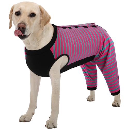 Image of Kuoser Dog Recovery Suit with Anti Licking Rear Leg Sleeve, Rose XL | Abdominal Dog Surgical Suit with Pants Cover Protect Wounds, Dogs Elbow Protector Soft Pet Surgery Onesie Cone Alternative