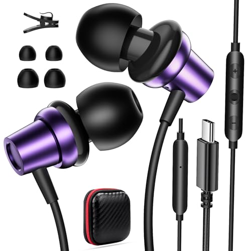 USB C Headphones for iPad A16 11 10 Noise Canceling in-Ear Wired Earbuds with Mic Volume Control Android Type C Earphone for iPhone 17 Pro Max 16e 16 15 Samsung S25 S24 S23 Flip A36 A17 Pixel 9 9a 10