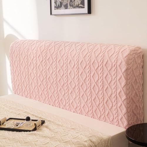 Image of HOMETHREADS Stretchable Lycra /Velvet Headboard Cover | Soft, Dust-Proof & Wrinkle-Resistant Bed Back Protector | Fits Leather, Wooden & Fabric Bedsides | for 5ft to 6.5ft Beds (Pink, 150x65cm)