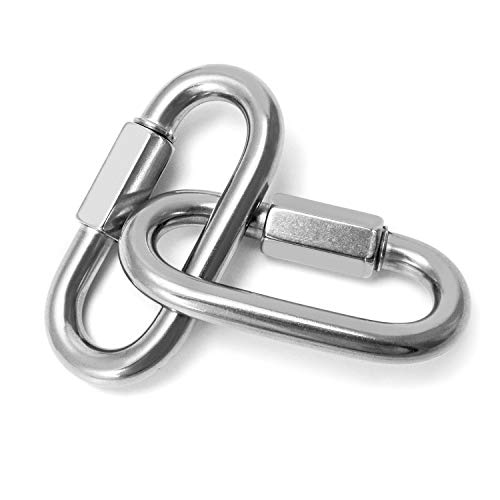 QWORK 2 Stück Edelstahl Schraubverbinder M10, kettenglied, Schraubkarabiner mit 880kg Tragkraft