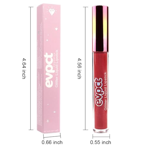 Image of evpct 1Pcs Wine Red Matte to Glitter Liquid Lipstick Lip Set Kit, Long Lasting Matte Diamond Glitter Lip Gloss Waterproof, Colorful Sparkly Glossy Metallic Shimmer Sparkle Lipstick for Women 06#