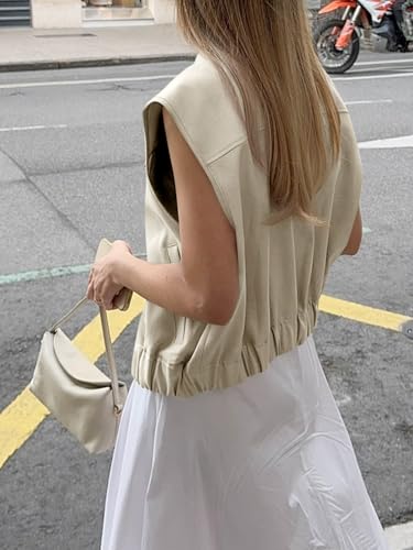 Tankaneo Womens Zip Up Cargo Vest Tops Summer Casual Sleeveless Jackets Cap Sleeve Vests Outerwear with Pockets4