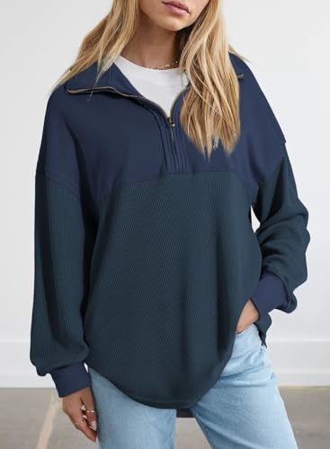 Image of SHEWIN Women Fall Sweatshirt Casual Half Zip Pullover Fall Top 2026 Clothes