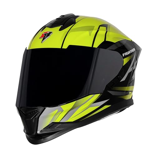 Steelbird SBH-57 Fighter F4 Full Face Helmet Glossy Black Fluo Yellow - Image 2
