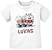 SpecialMe® Baby T-Shirt mit Namen personalisiert Feuerwehr-Auto Namensgeschenke Kurzarm Bio Baumwolle weiß 80/86 (10-15 Monate)