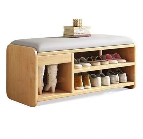 Banc à chaussures 80 cm avec coussin souple et tiroir de rangement