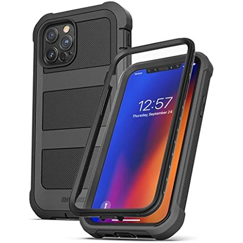 Encased BallisticShield Designed for iPhone 12 Pro Max Case (2020 Screenless Edition) Shockproof Protective Full-Body Cover - Black Cover