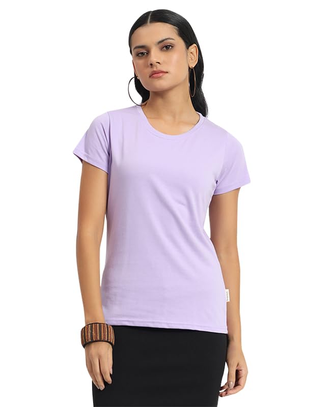 Image of Sleepynuts Women's Plain Round Neck Regular Fit Half Sleeve Cotton T Shirt