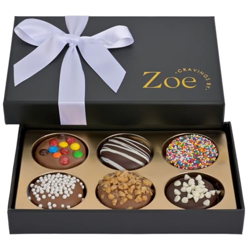 CRAVINGS BY ZOE Gourmet Chocolate Covered Cookies Gift Basket | 6 Count | Kosher Milk & Dark Belgian Chocolate Gourmet Food Gift Box | Birthday, Thank You, Candy Gifting Men Women Him Her Mom
