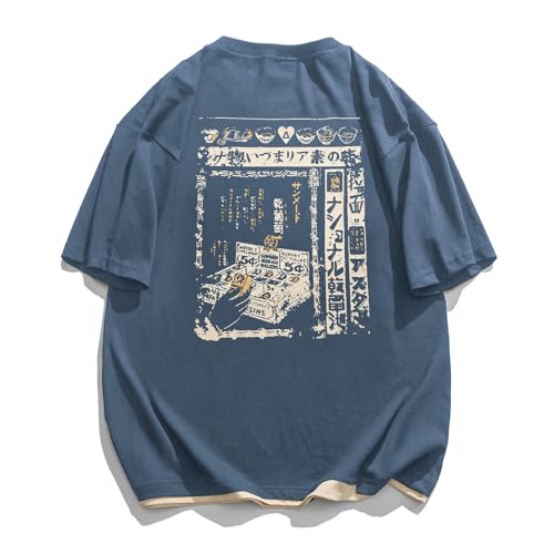 Aelfric Eden Mens 90s Vintage Oversized Shirts Unisex Harajuku T Shirt Print Graphic Tees Casual Summer Streetwear Top