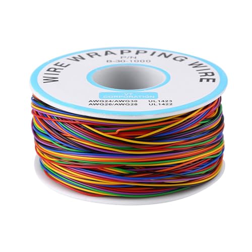 Respicefinem Colorful P N B-30-1000 250M 8-Wire Tinned Copper Insulation Wrapping Test Cable 30AWG 0.6mm OD for Electronic Testing and Soldering