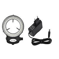 Fafeicy LED-Ringlicht, Mikroskopkamera, Verstellbare 144-LED-Ringlichtquelle für Stereomikroskopkamera, Science Lab Stereomikroskope (#03 Black, EU Plug 110-220V)