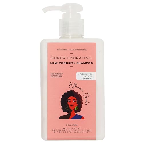 Low Porosity Shampoo - Super Hydrating & Moisture-Locking Cleanse for Curly, Coily Hair with Aloe Vera & Argan Oil, 9.5 fl oz (280ml) | Ethnic Gals