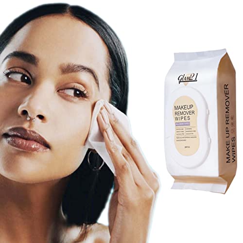 Glam21 Makeup Remover Wipes| Fragrance Free Pre Moisturized 100% Cotton Fabric For Face Cleansing| Suitable For All Skin-28pc (Cream) - Image 4