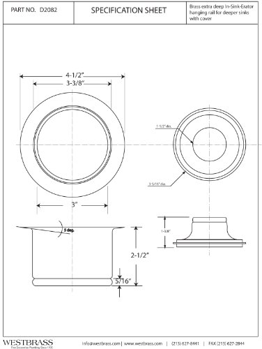 Westbrass R2082-62 InSinkErator Style Extra-Deep Disposal Flange and Stopper, Matte Black - Image 2