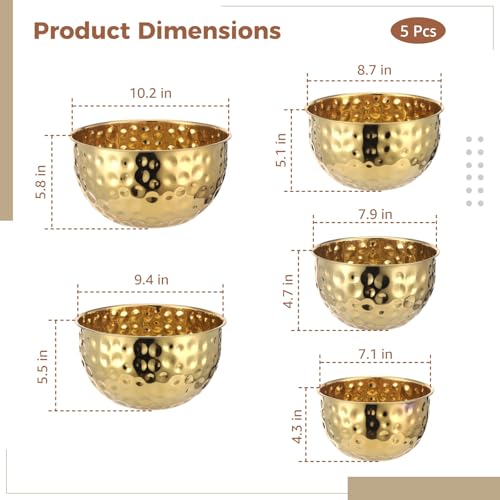 Set de 5 tazones de acero inoxidable dorado sombreado miniatura 4
