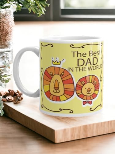 Image of Better Gift Flowers Father's Day Lion and Cub Mug, Round Shaped Multicolor Themed Coffee Mugs, Mug for Gifting, Gifting Items for Family, Friends & Closed Ones