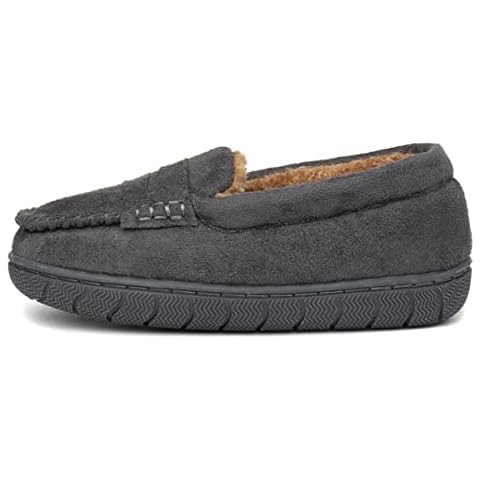 The Slipper Company Boys Grey Moccasin - Size 4 UK - Grey Cover
