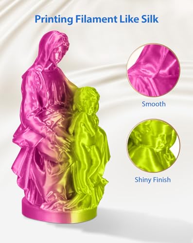 Image of DURAMIC 3D PLA Filament 1.75mm 1kg Spool, Jam-Free High Stifness 3D Printing Filament with Cardboard Spool, No-Tangling No-Clogging Dimensional Accuracy 99% + /- 0.03 mm Silk Magenta Neon Green 1 Pack