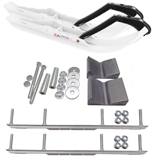 C&A Pro White TMX Snowmobile Skis w/ 6