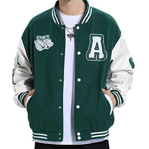 ジャケット・アウター 90s College varsity stadium jacket y2k Women Y2K Vintage Varsity Jacket Hip Hop Racer Graphic