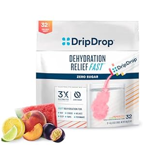 DripDrop Sugar Free Hydration Packets – Zero Classic Variety Pack – Single Serve Electrolytes Powder Drink Mix – Lemon Lime, Watermelon, Peach, Passion Fruit – Non-GMO, Gluten Free, Vegan – 32 Sticks
