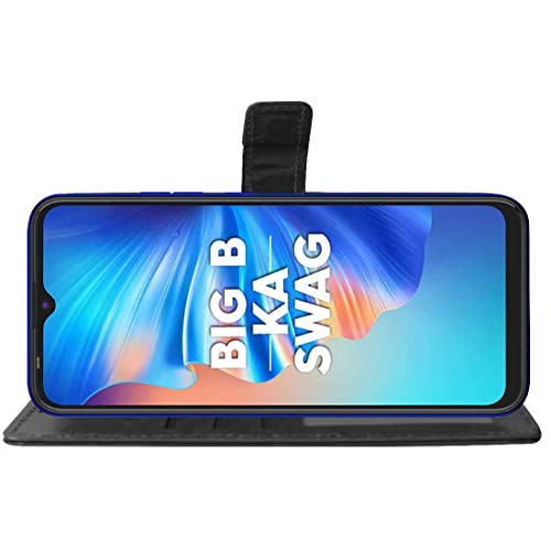 Image of Flip Cover Compatible with Tecno Spark 6 Go | Premium Leather Finish | Inbuilt Pockets & Stand | Flip Cover Back Case for Tecno Spark 6 Go (Black)