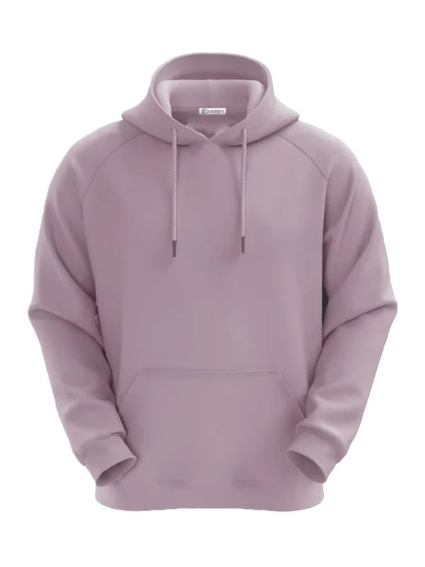 Image of DROBE Winter wear Relaxed Fit Plain Cotton Blend Full Sleeves Hoodie for Men