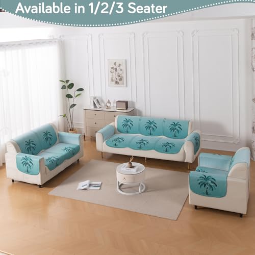Image of HOKIPO HeavenHue Sofa Cover 3 Seater for Seat & Back, Island Breeze