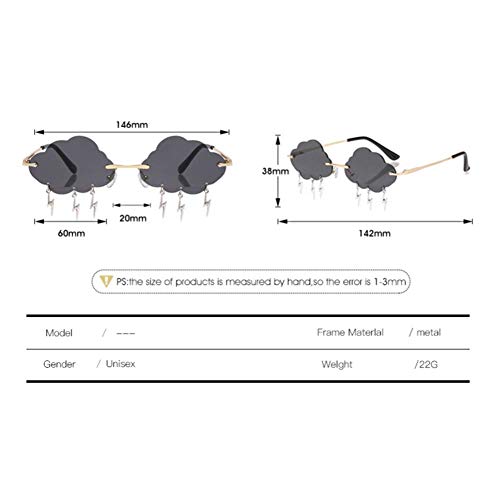 Cloud lightning Sunglasses Women/Men Rimless Wave Cute Glasses for Party Funny Disco Trendy Streetwear eyewear3