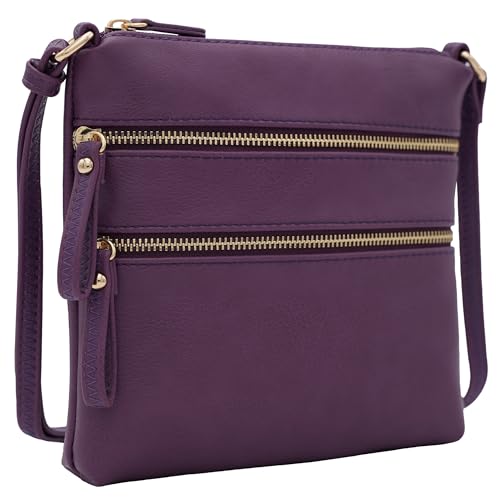 Image of Solene Small Multi Zipper Pocket Crossbody Bag with Adjustable Strap, Lightweight Travel Purse, Daily Small Messenger Pouch