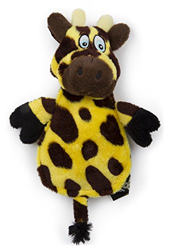 goDog Flattie Giraffe Silent Squeak Plush Dog Toy w/ Chew Guard Technology - Yellow/Brown Large