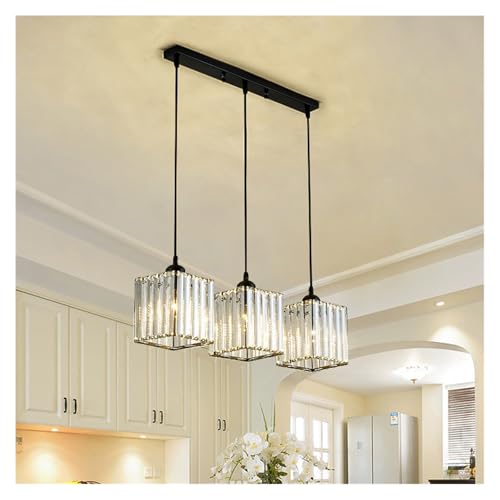 Lustre en cristal moderne à 3 têtes noir pour salle à manger et loft