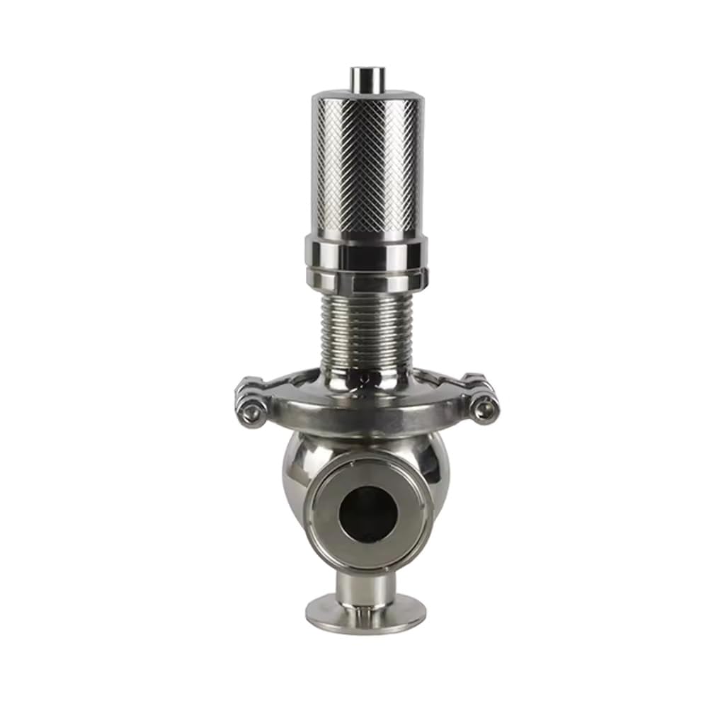 Valvola di Sicurezza Scarico Sanitaria a 3 Brida Regolabile, SS304/316L Acciaio Inossidabile, 1"-2" Misure, 0,5-6 bar, Guarnizione FKM, Lucidatura Specchio, Latte/Farmacia, 1 Pezzo(SS304,1")