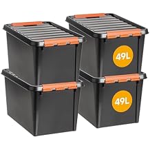 SmartStore - Pro 45 - Set of 4 Large Storage Boxes - Rough Use - Black - 59 x 39 x 34 cm - 50l
