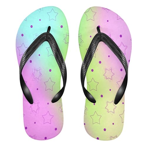 Nander Rainbow Stars Sandal Flip Flops of Men's & Women's,Beach Slippers Flip Flops Shower Shoes
