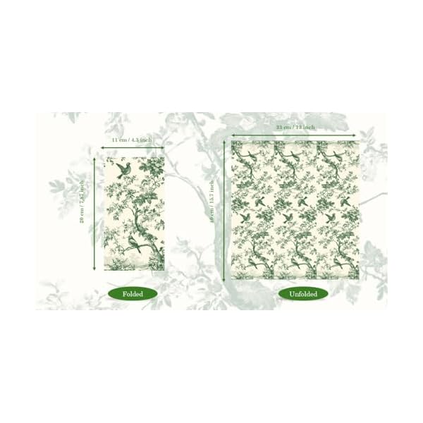   Cerise-100-Green-Toile-Paper-Napkins-Spring-Floral-Bird-Guest-Bathroom-Hand-Towels