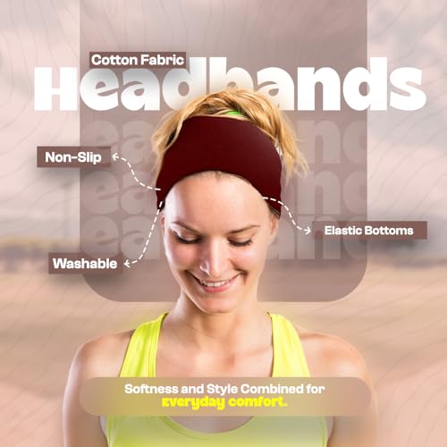 CoverYourHair Wide Headbands for Women - 12 Pack Cotton Thick Headbands for Women - Thumbnail 3