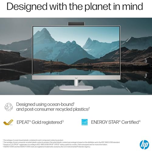 Image of HP 27-inch All-in-One Desktop Computer - FHD Touchscreen, 64GB DDR5 RAM, 4TB SSD, Intel Ultra 7-155U, Intel UHD Graphics, Windows 11 Pro, Wi-Fi 6, HDMI