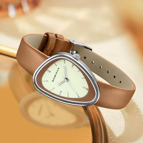 VTAIGE Women's Vintage Irregular Quartz Watch with Leather Strap - Stylish Analog Wristwatch for Casual and Formal Wear - Image 3