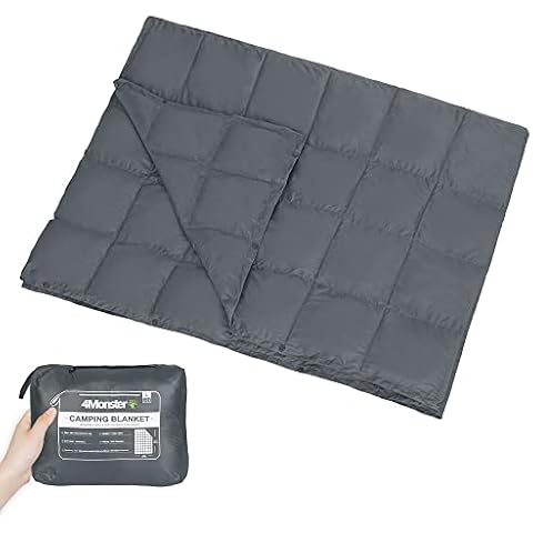 4Monster Camping Blanket Packable, Camping Quilt, Insulated Blanket Hammock Quilt, Camping Blanket for Cold Weather, Picnic, Hiking, Airplane, Travel, Beach, Stadium, Outdoor Gear, Grey, XL Cover