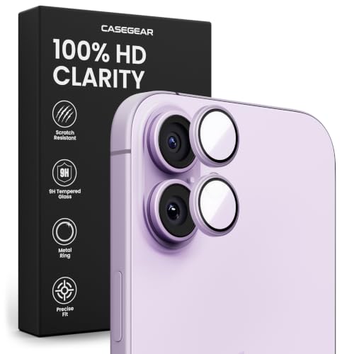 Image of CASEGEAR Clear Pro Camera Lens Protector Compatible With iPhone 17 | HD Clarity | Scratch Resistant | Complete Coverage | Easy Installation | Lavender