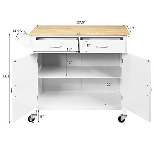 image for GOFLAME Portable Kitchen Island Cart with Storage and Drawers, Rolling
