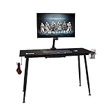 Need ゲーミングデスク 幅120cm奥行60cm パソコンデスク スリムデスク おしゃれ PC 学習デスク モニターアームに対応 ドリンクホルダー/ヘッドホンラック/配線収納ラック付き (ブラック 120*60*75cm)